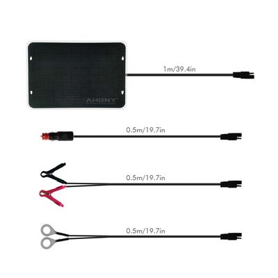 Harga yang bagus 5W Ultralight Solar Trickle Charger Portable dengan Empat Kabel Baterai Maintainer Charger ETFE Permukaan Anti-Salt Korosi untuk Mobil on line