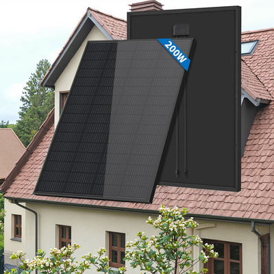 Sistem Energi Surya Rumah 200W Panel Surya Hitam dengan Kaca dan Kabel PV 900mm