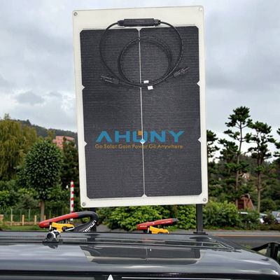 Harga yang bagus Panel Surya Fleksibel Hitam ETFE 50W 22V, ETFE Hitam Tipis, Ramping Semi-Fleksibel PERC Mono Sel Surya Efisiensi Tinggi 12 Volt untuk Pengisian Baterai Perahu RV Kemah Laut Tenda on line